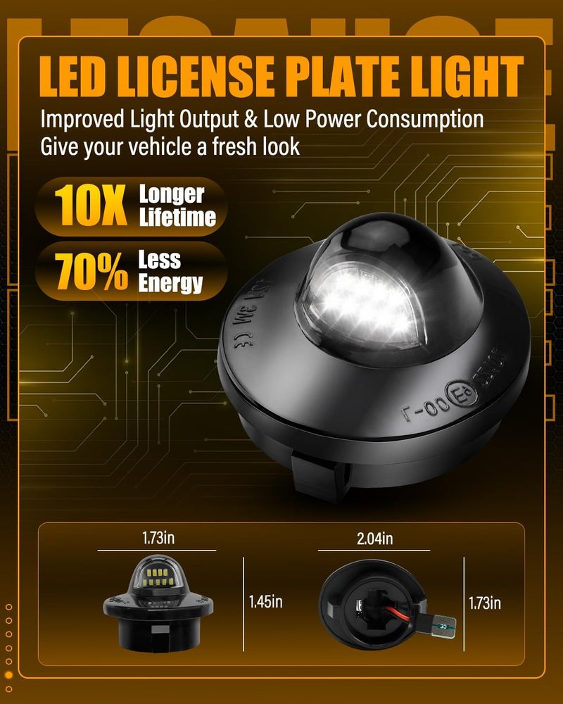 LESAUCE LED License Plate Light with Socket Wiring Harness Plugs Tag Lights for Ford Trucks (1999-2016) – Direct Fit F150, F250, Super Duty, Bronco, Ranger – 6500K White, Plug & Play, Waterproof - Image 3